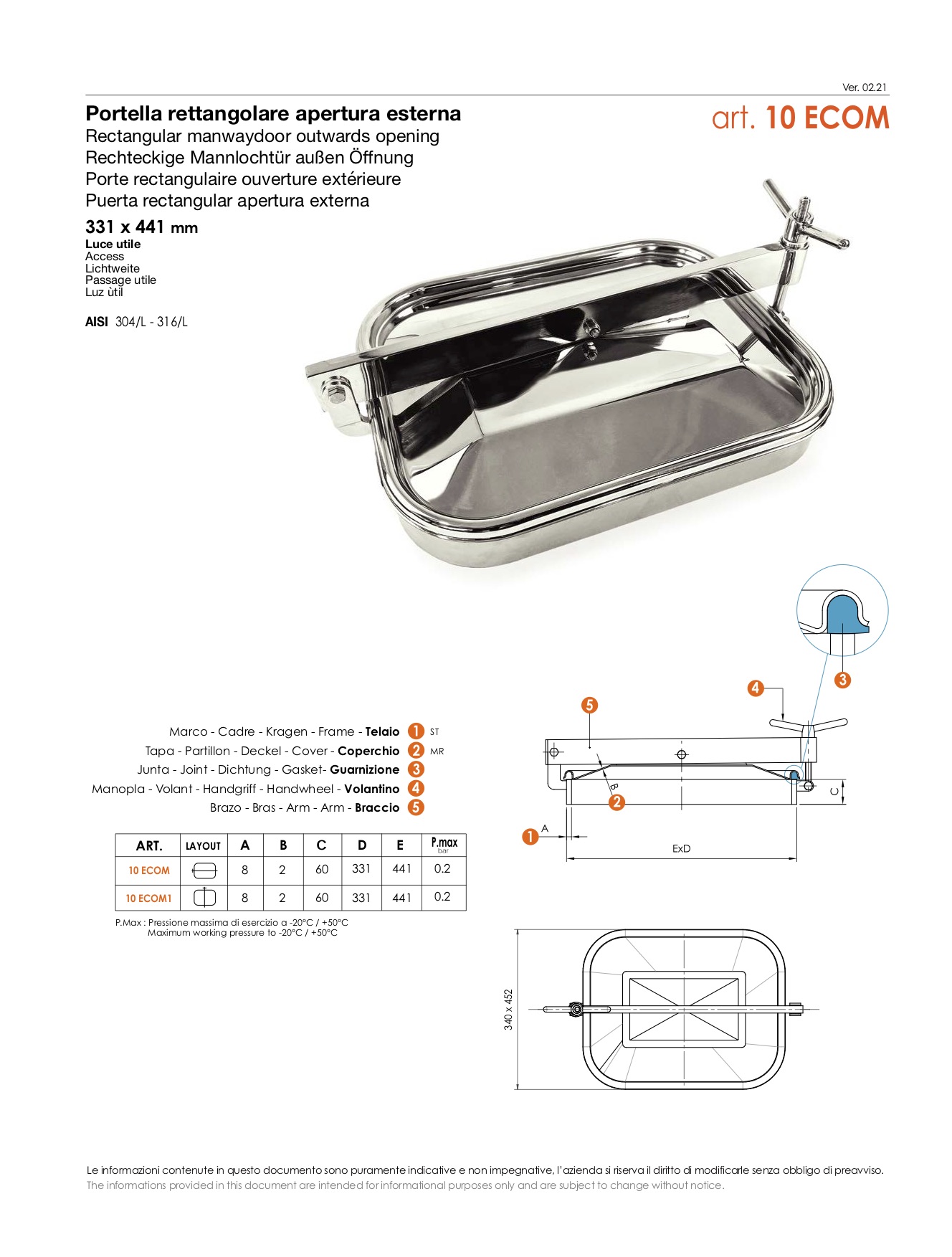 Edelstahl manloch für Tanks